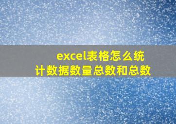 excel表格怎么统计数据数量总数和总数