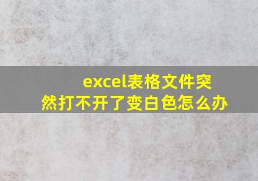 excel表格文件突然打不开了变白色怎么办