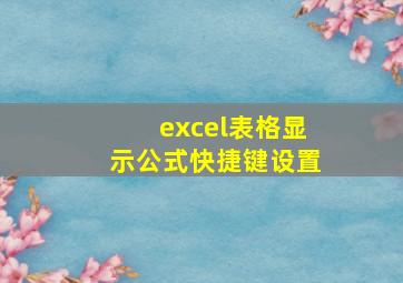 excel表格显示公式快捷键设置