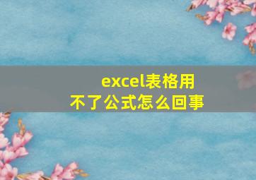 excel表格用不了公式怎么回事