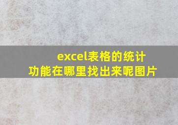 excel表格的统计功能在哪里找出来呢图片