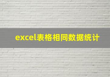 excel表格相同数据统计