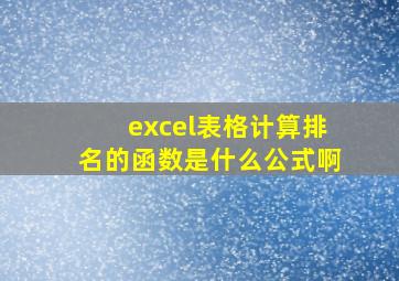 excel表格计算排名的函数是什么公式啊