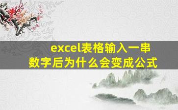 excel表格输入一串数字后为什么会变成公式