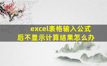 excel表格输入公式后不显示计算结果怎么办