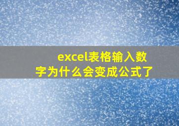 excel表格输入数字为什么会变成公式了