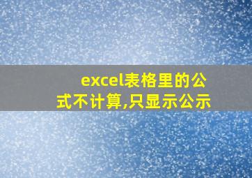 excel表格里的公式不计算,只显示公示