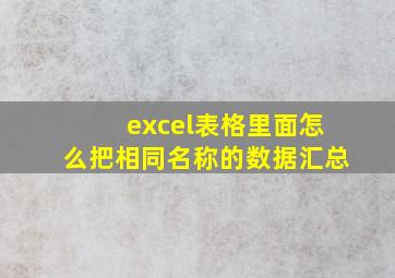 excel表格里面怎么把相同名称的数据汇总