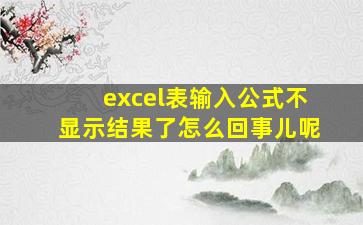 excel表输入公式不显示结果了怎么回事儿呢