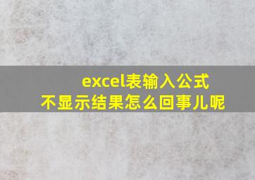 excel表输入公式不显示结果怎么回事儿呢