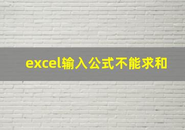 excel输入公式不能求和