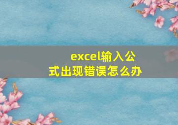 excel输入公式出现错误怎么办