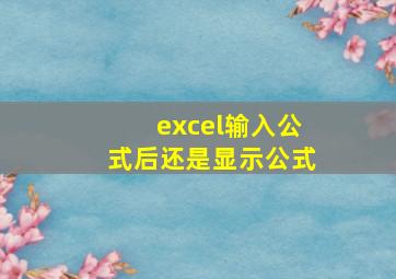 excel输入公式后还是显示公式