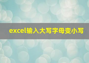 excel输入大写字母变小写