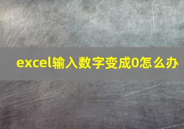 excel输入数字变成0怎么办