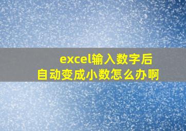 excel输入数字后自动变成小数怎么办啊