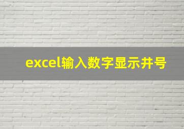 excel输入数字显示井号