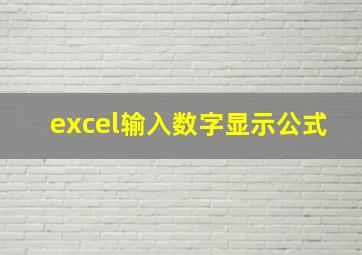 excel输入数字显示公式