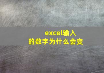 excel输入的数字为什么会变