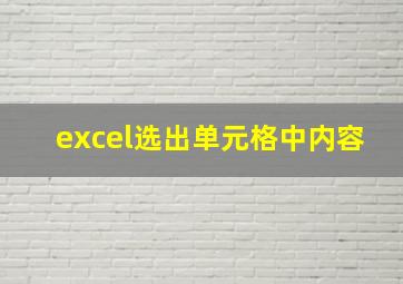 excel选出单元格中内容