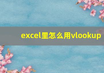 excel里怎么用vlookup