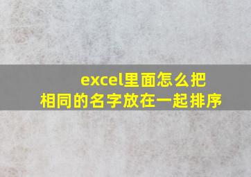 excel里面怎么把相同的名字放在一起排序