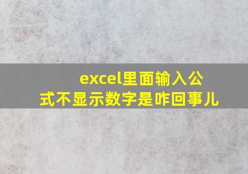 excel里面输入公式不显示数字是咋回事儿