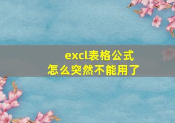 excl表格公式怎么突然不能用了