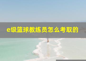 e级篮球教练员怎么考取的