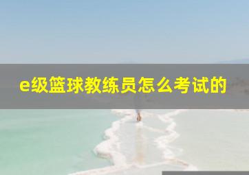 e级篮球教练员怎么考试的