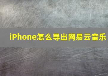 iPhone怎么导出网易云音乐