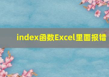 index函数Excel里面报错