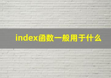 index函数一般用于什么