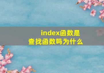 index函数是查找函数吗为什么