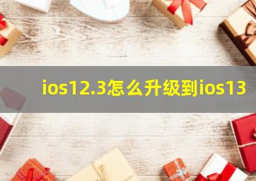 ios12.3怎么升级到ios13