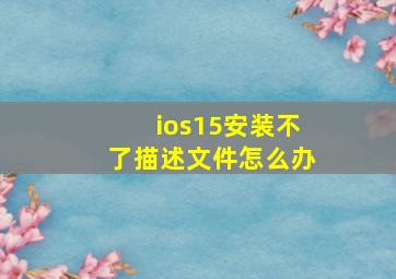 ios15安装不了描述文件怎么办