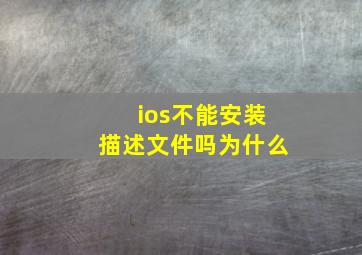 ios不能安装描述文件吗为什么