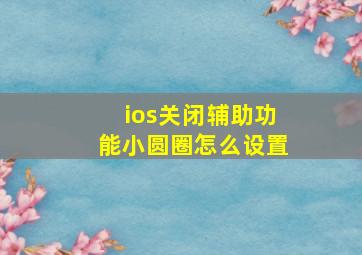 ios关闭辅助功能小圆圈怎么设置