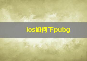 ios如何下pubg