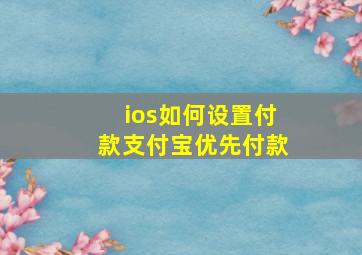 ios如何设置付款支付宝优先付款