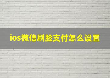 ios微信刷脸支付怎么设置