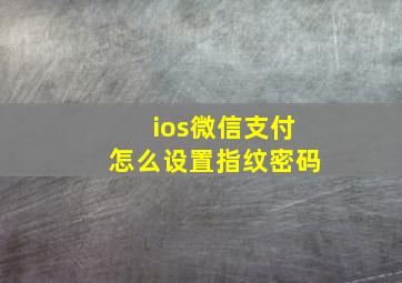 ios微信支付怎么设置指纹密码