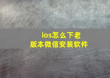 ios怎么下老版本微信安装软件