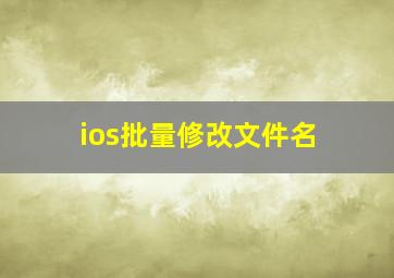 ios批量修改文件名