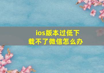 ios版本过低下载不了微信怎么办