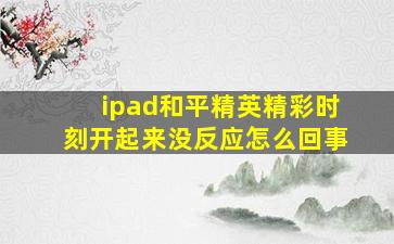 ipad和平精英精彩时刻开起来没反应怎么回事