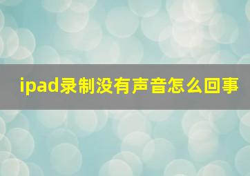 ipad录制没有声音怎么回事