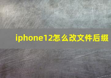 iphone12怎么改文件后缀