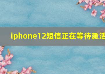 iphone12短信正在等待激活