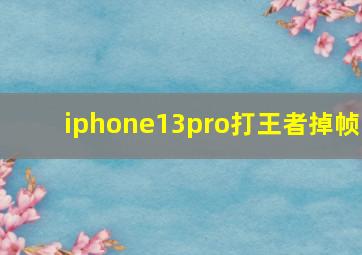 iphone13pro打王者掉帧